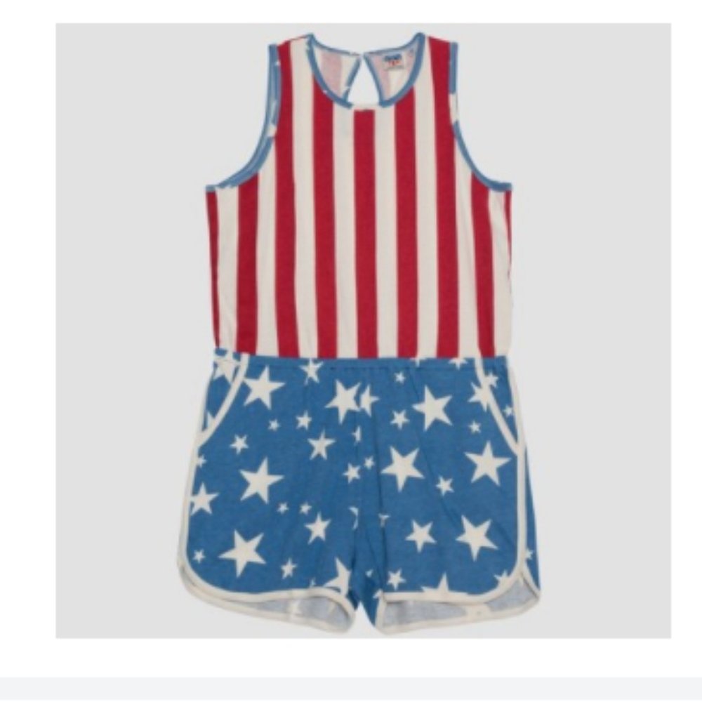 Junk Food Patriotic All Over Print Romper - NWT